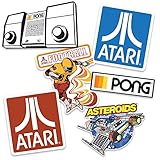 Popfunk Atari Classic Video Games Collectible Stickers with Asteroids, Pong and Football