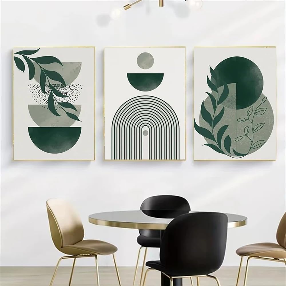 WUHBCZ Wall Posters-Gray Green Abstract Semicircle Art Nordic Modern Wall Pictures Artwork for Room Living Room Home Decoration Poster Painting-40 * 50cm/3PCS (No Frame)