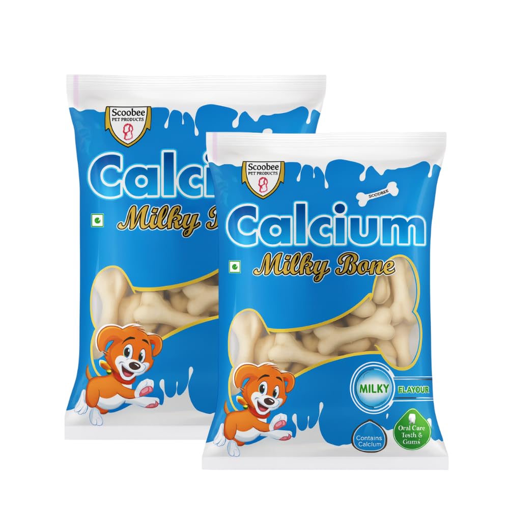 Dog Trust Bite Calcium 25pcs in 1 Milk Bones Dog Treats with Free Key Ring, 220 g (Pack of 2)