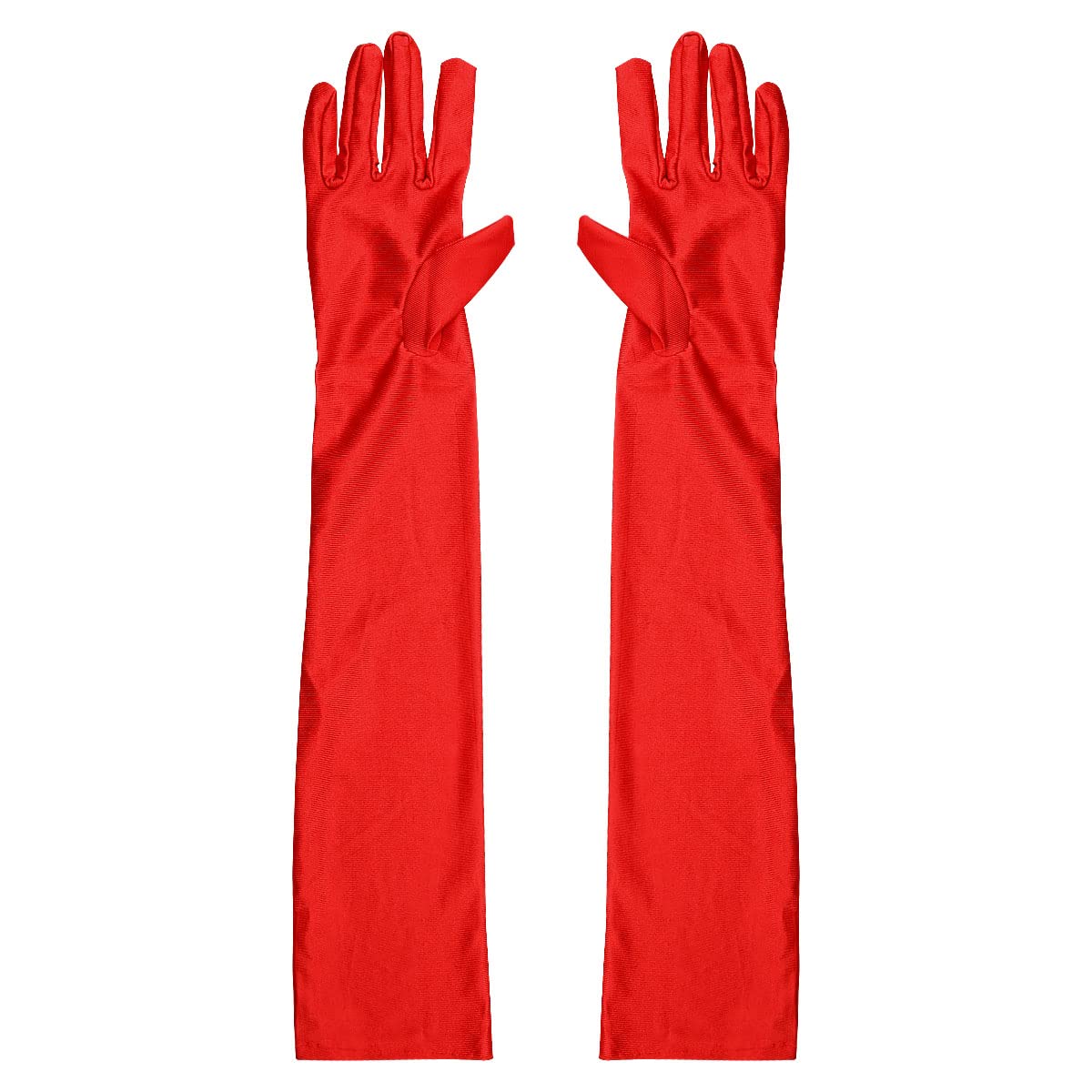 Jagowa 2PCS Long Black Gloves Satin Elbow Length 1920s Opera Gloves Evening Costume Party Dance Gloves for Women(Black, White, Red)