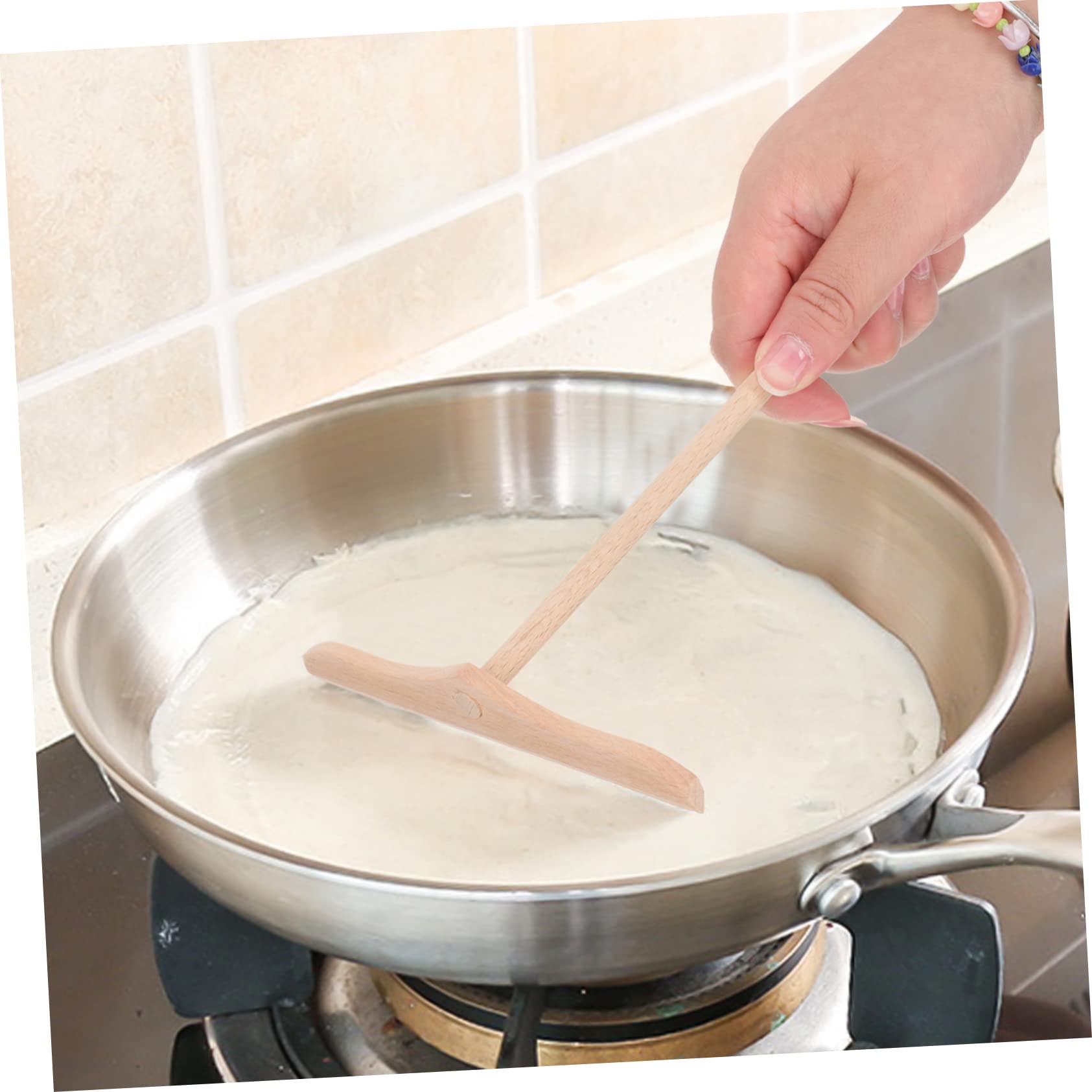 ABOOFAN 2sets Professional Wooden Crepe Spreader and Pancake Spatula Kitchen Tools for Easy Pancake and Crepe Making Non- Grip for Daily Baking and Cooking Needs