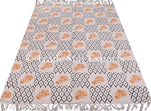 Tapis d'impression de bloc de main indienne 4x6 Ft en coton