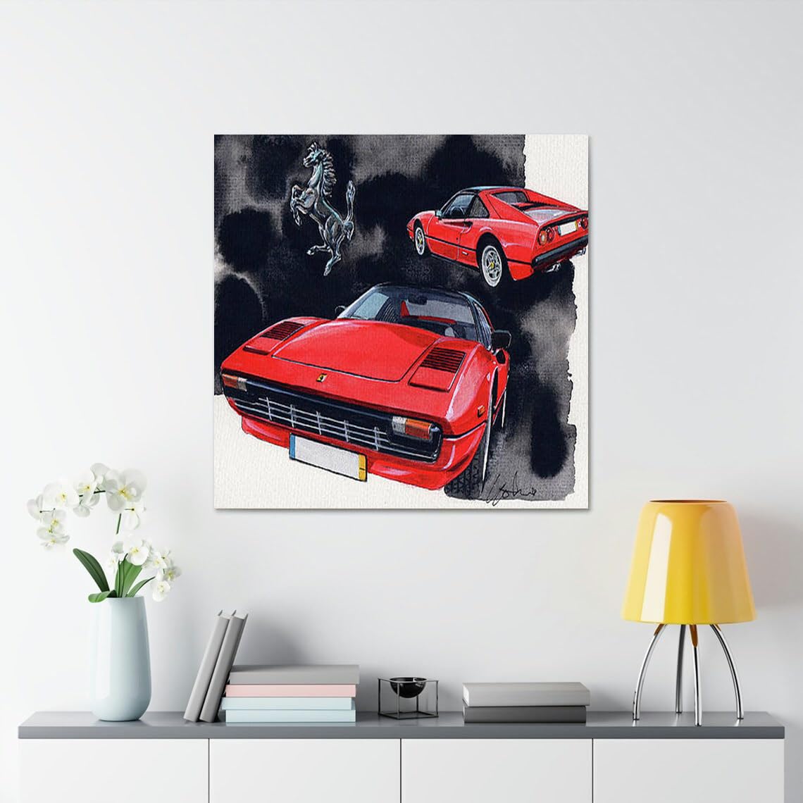 GADGETS WRAP Canvas Gallery Wrap Framed for Home Office Studio Living Room Decoration (17x17inch) - Ferrari 308 Gtsi