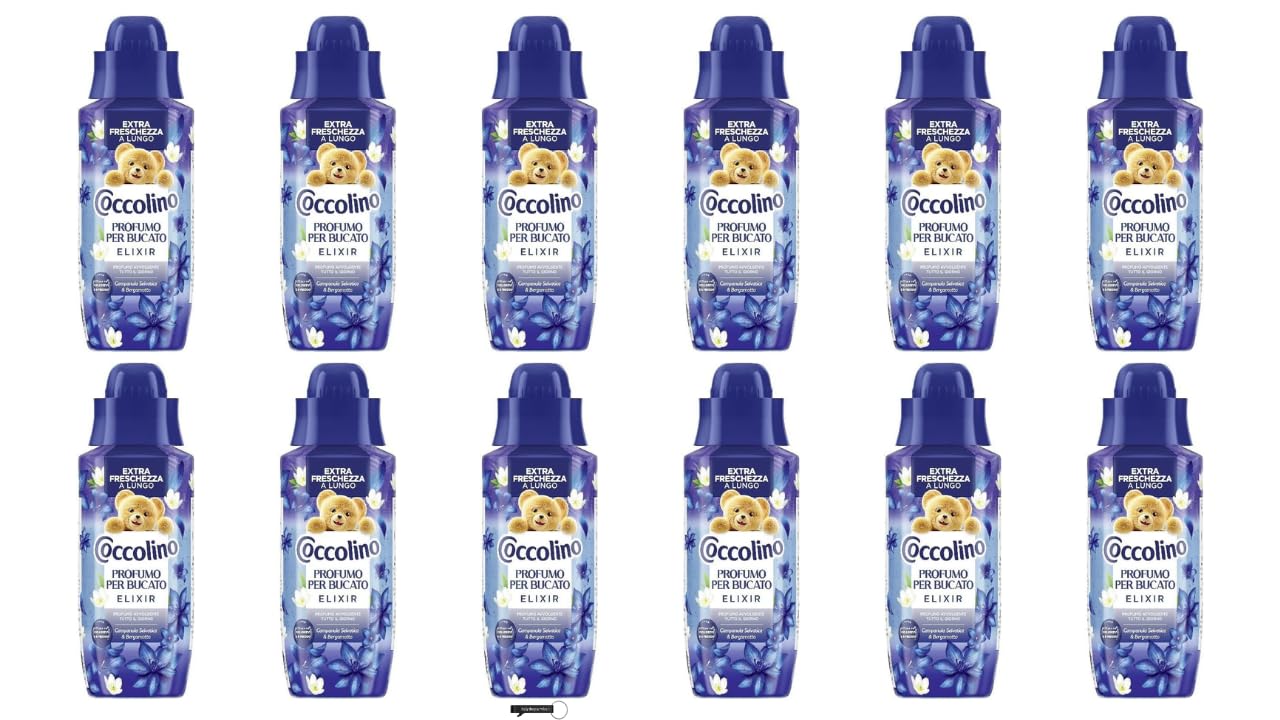 12 x Coccolino Laundry Perfume Profumo per Bucato Elixir Liquid Perfume for Laundry with Wild Bellflower and Bergamot 342 ml,+ Italy Shop Service Kostenloser Schlüsselanhänger