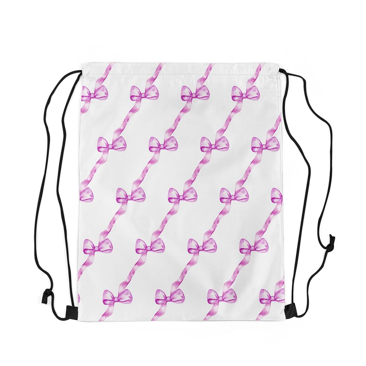 Loussiesd Purple Bow Sports Drawstring Sackpack 40x33cm Cute Coquette Bow Knot Drawstring Backpack Bow Pattern Drawstring Bags Bowknot Waterproof Cinch Bag Bow Decor