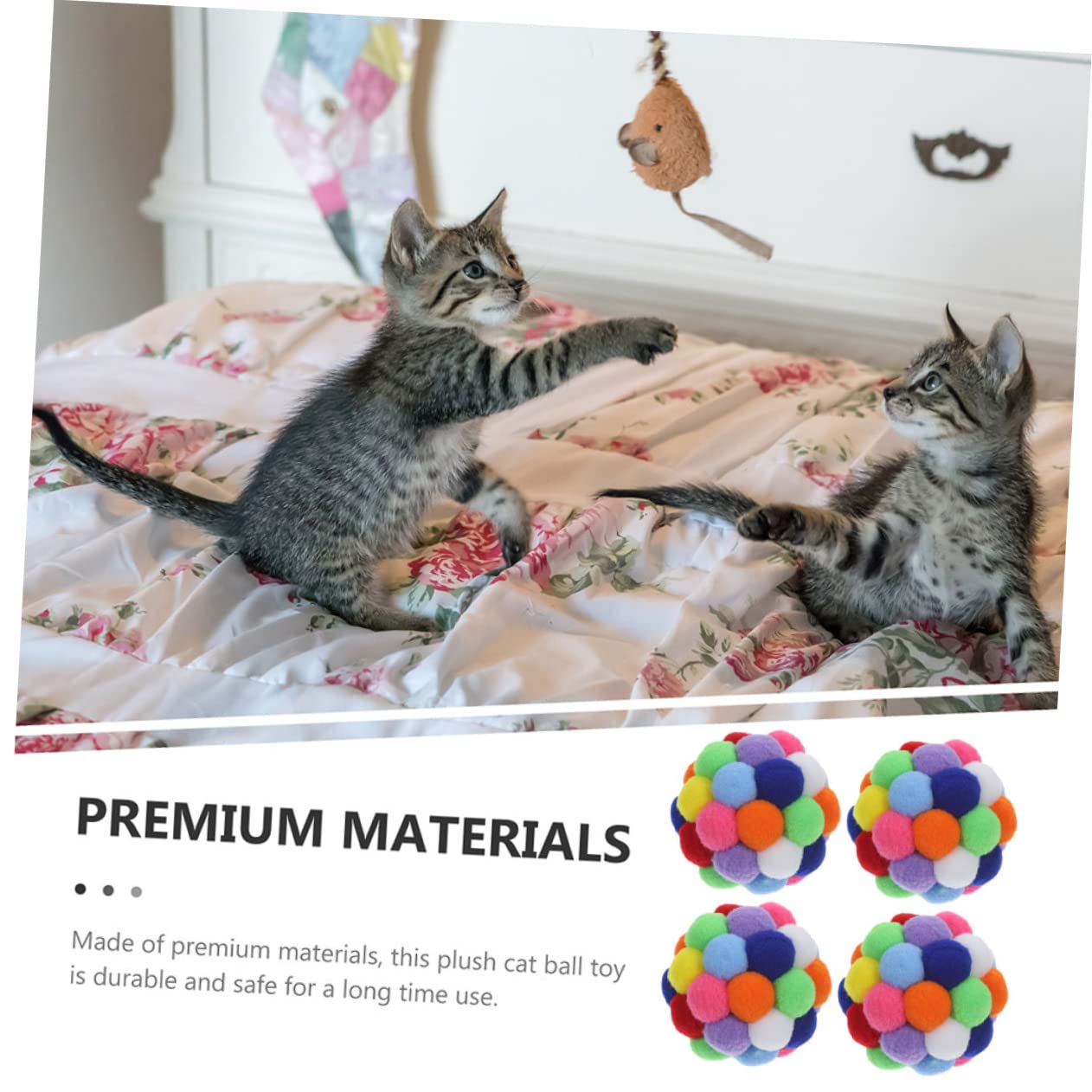 UPKOCH 4pièces Balles Interactives pour Chat Et Chaton avec Clochette pour Jeu Et Entraînement Satisfont Instinct De Griffage