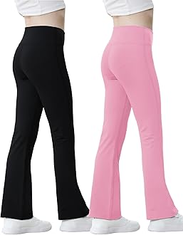 Girls Flare Leggings High Waisted Bell Bottoms Gym Active Bootcut Yoga Pants for Kids Teen