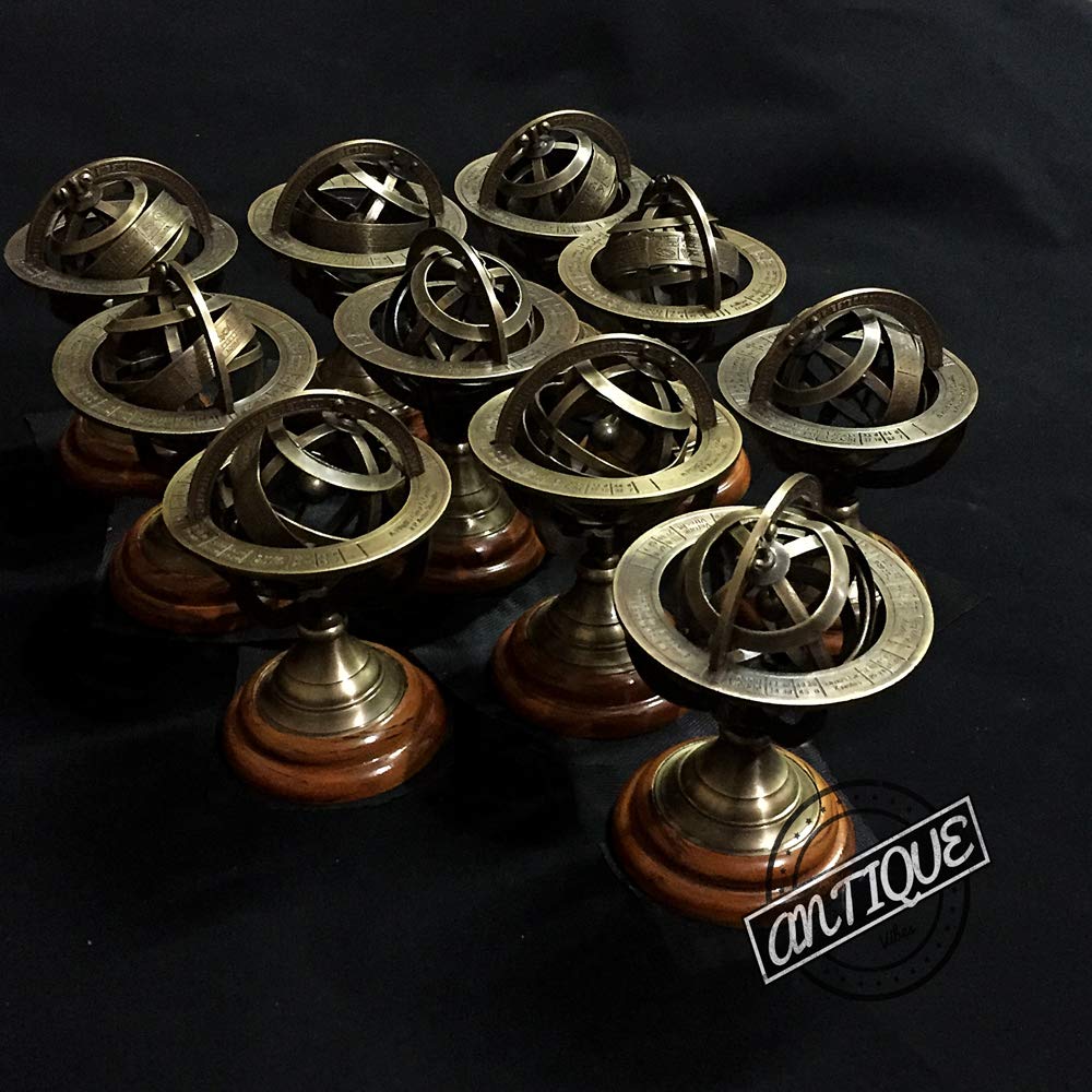 Vintage Zodiac Engraved Amillary Sphere Globe Table Top Astro Compass - Lot Set 10 Pcs
