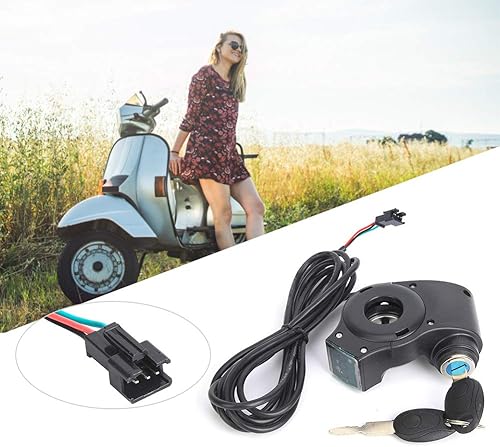 Miniatura 3 de Pantalla de voltaje de bicicleta E, acelerador de pulgar de bicicleta eléctrica de plástico negro, interruptor de alimentación con bloqueo de llave