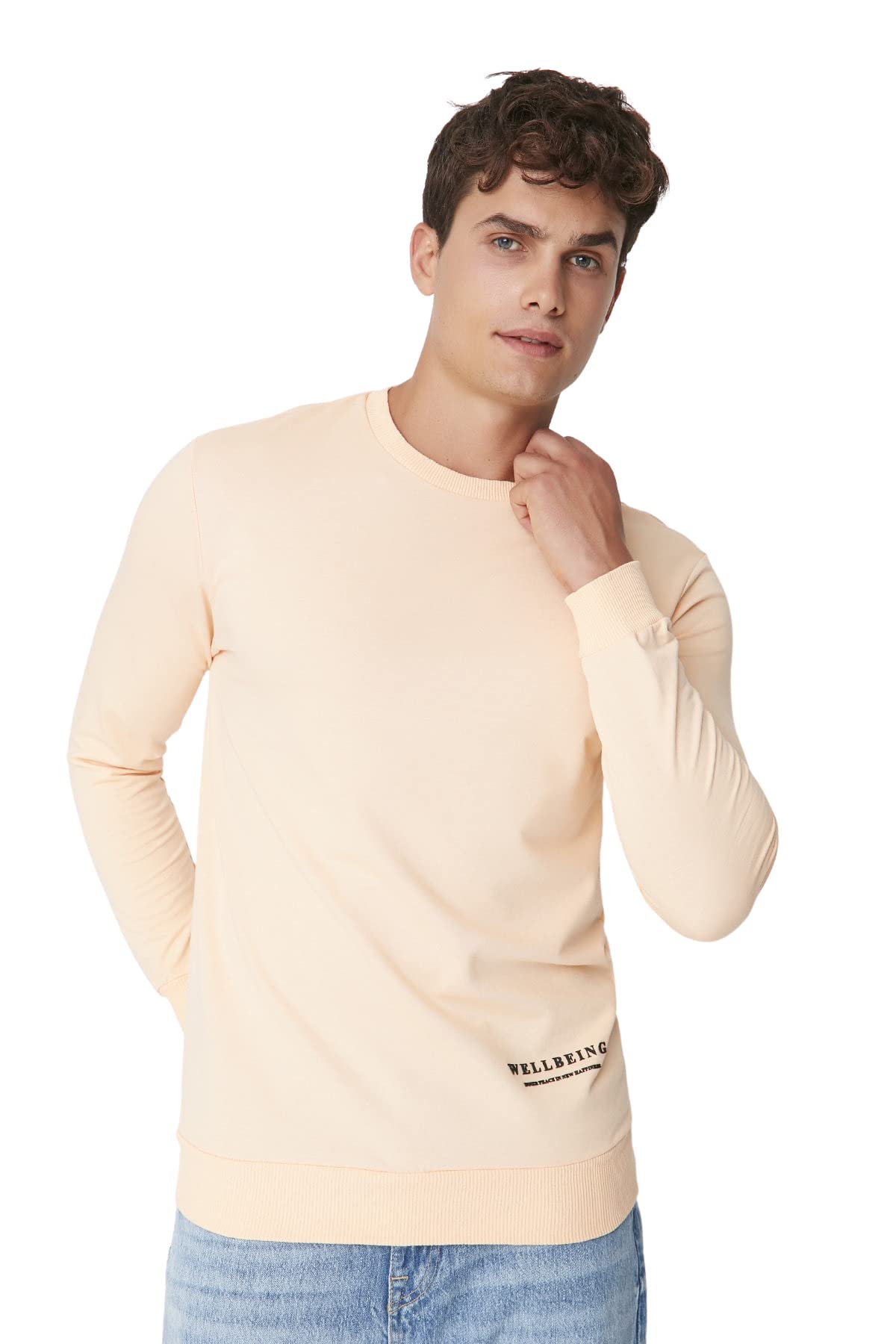 Trendyol Herren Rose Plus Size Regular Basic Rundhals Strick-Sweatshirt,