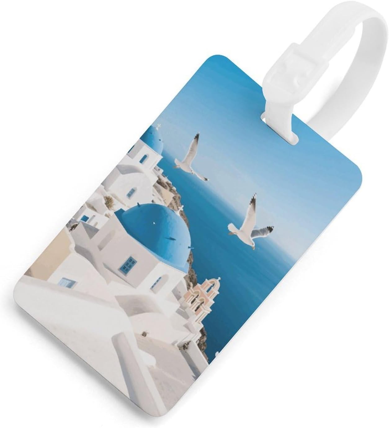 Santorini Greek Island Luggage Tag with Name ID Card for Suitcase