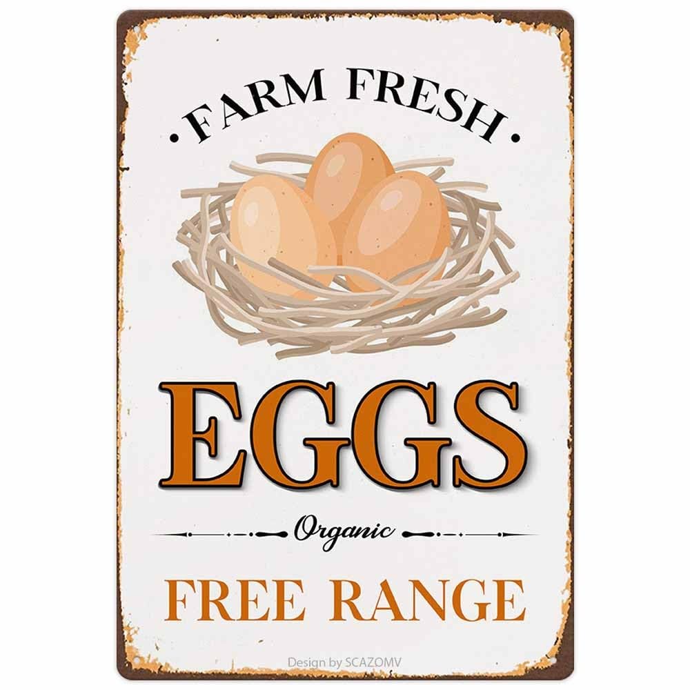 peiyeety Retro Metal Tin Sign 12 X 16 Inches Chicken Coop Farm Fresh Eggs Farmhouse Funny Sign Wall Art Chicken Coop Country Decor for Home Farm Kitchen