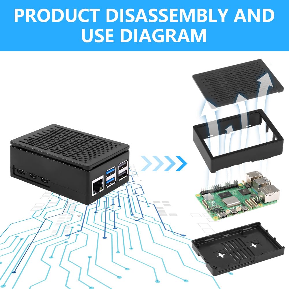 Aolso ABS Case for Raspberry Pi 5, Support PCIe M.2 NVMe SSD Shield Top, ABS Cooling Case for Raspberry Pi 5 4GB/8GB — view 3