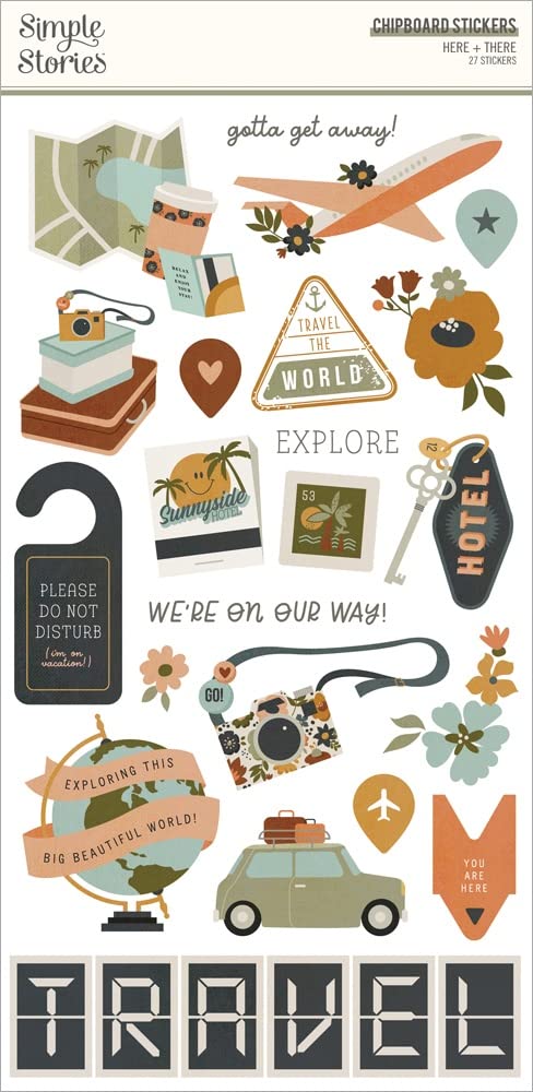 Chipboard Stickers Here & There autocollant scrapbooking relief loisirs créatifs