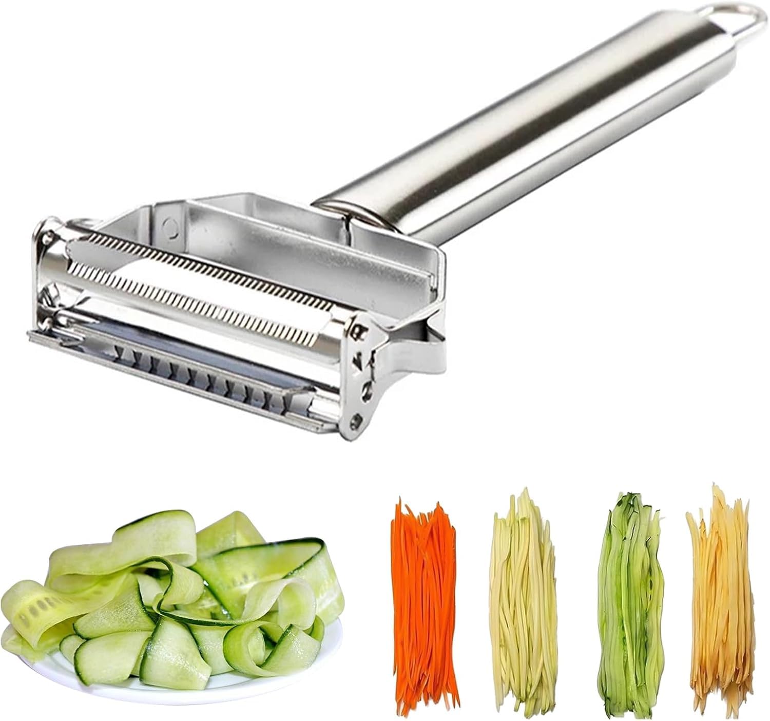 Potato Apple Vegetable Peeler, Multifunction Stainless Steel Julienne Peelers for Fruit Veggie Potatoes Carrot Cucumber, Julienne Cutter Slicer Shredder Scraper, Pro Kitchen Tool with Dual Blade