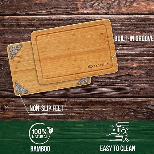 Tabla de cortar rectangular de bambú 33x23 cm con surco miniatura 4