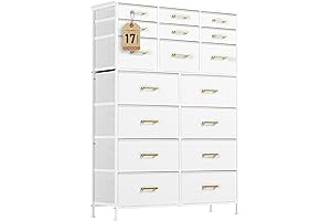 17 Drawers Tall White Dresser for Bedroom & Chest of Drawers