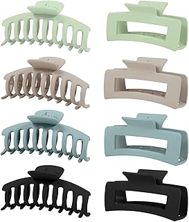 8 Pack Claw Clips for Thick Hair, 4.1" Hair Clips for Women, Large Hair Claw Clips, Girls Cute Matte Hair Clip, Neutral Hair Claws Strong Claw Hair Clips 2 Styles Hair Claw