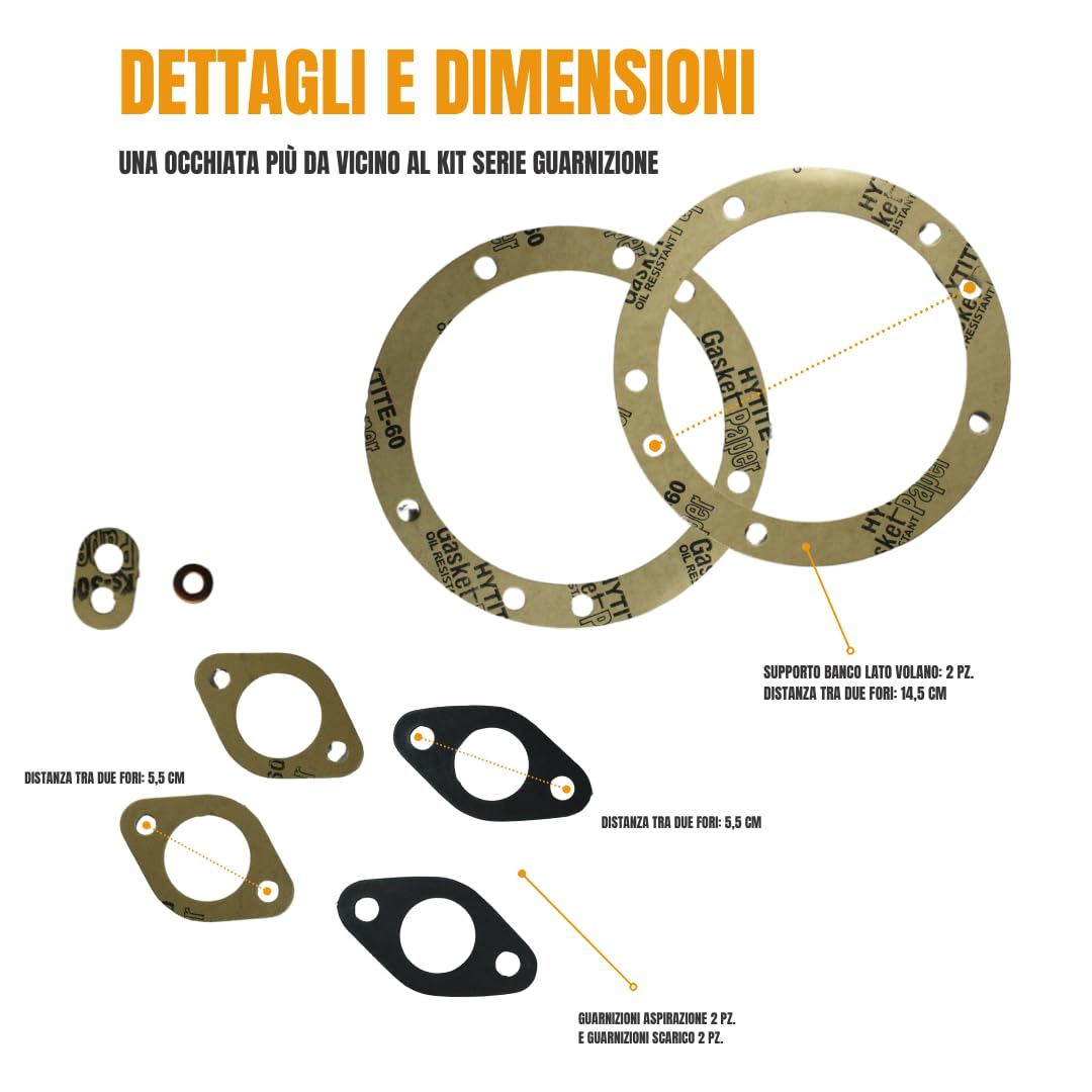 Generico Kit Cilindro e Pistone + Serie Guarnizione Completa e Paraoli Compatibile per Motore Lombardini Diesel 6LD 400 per Motozappa e Motocoltivatore