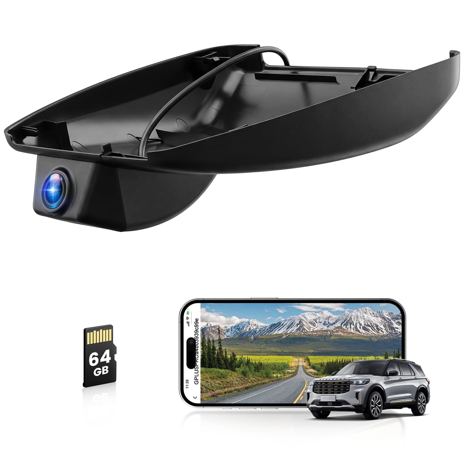 Inefala Caméra embarquée Compatible avec Mazda CX5 2019-2025 et CX9 2020-2024, avec caméras 4K Ultra HD, capteur G, WiFi, Boucle de détection de Mouvement, SD 64 Go