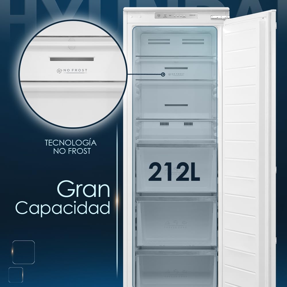 Hyundai Congelador Vertical Blanco HCVI17754ND00. Capacidad 212 Litros, Puerta Reversible, Bajo Nivel Sonoro, Eficiencia Energética Clase D