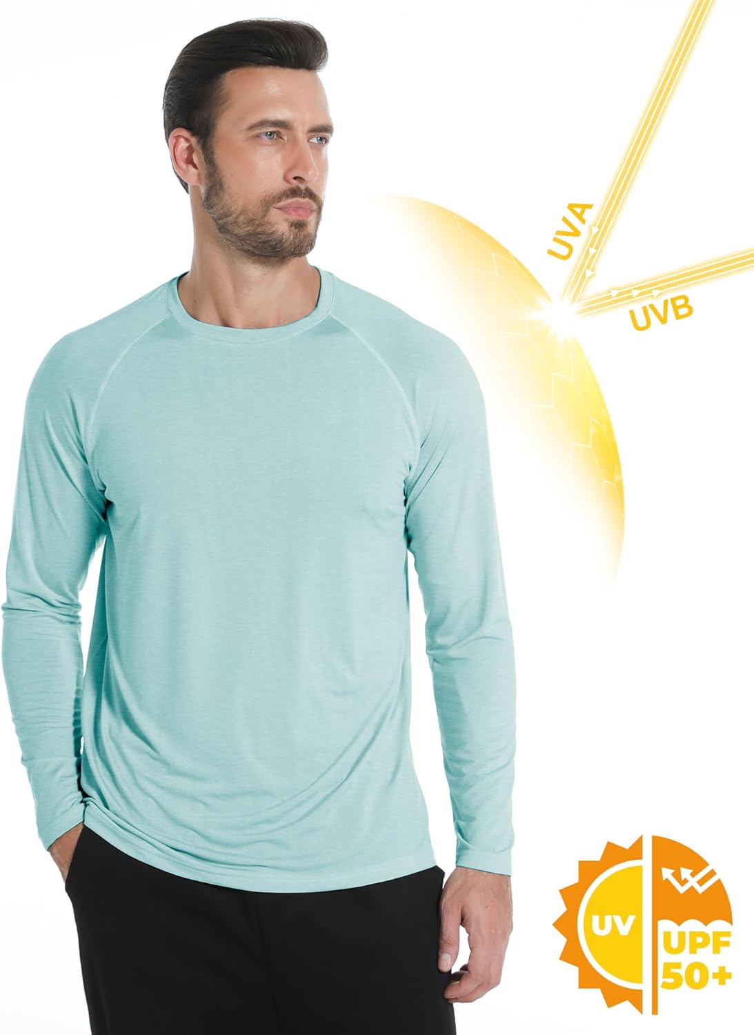 4 Pack Mens Long Sleeve Tee Shirts UPF 50+ Rash Guard Quick Dry Workout Gym Fishing Athletic Tshirt - Image 3