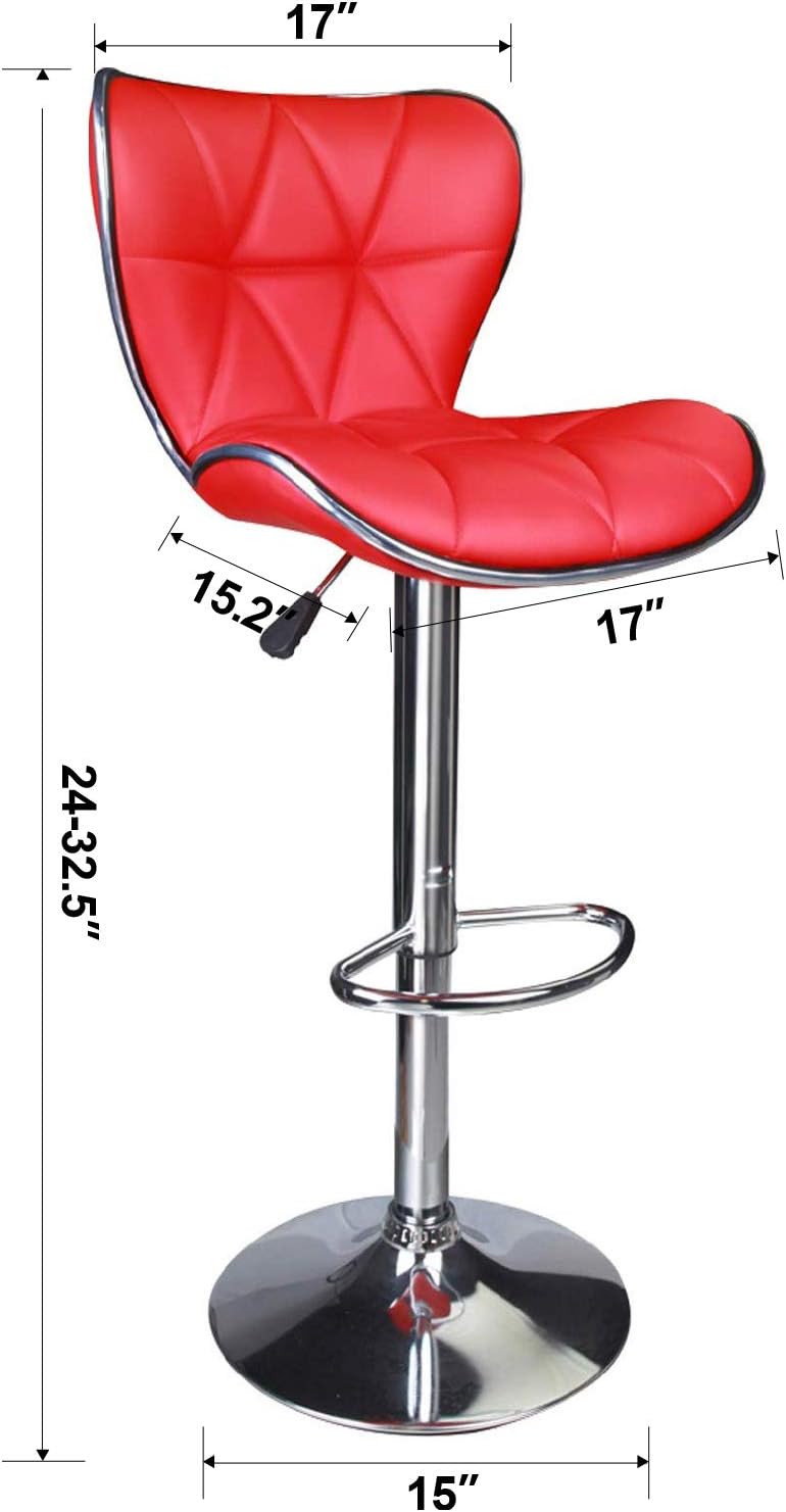 Leader Shell Back Bar Stools Set of 2, Adjustable Bar Stool with Back , Swivel Barstools (White): Kitchen & Dining