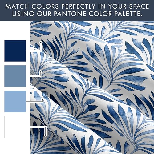 Where The Polka Dots Roam Blue Indigo Palms Floral Bedsheet Full Size, Super Soft Wrinkle Resistant Tropical Leaves Pattern Bedding Set, Vibrant Solid Print All-Season Bed Sheets for Girls, Teens