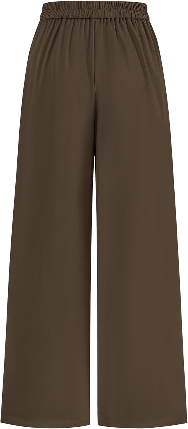 KIRUNDO Wide Leg Dress Pants for Women High Waisted Office Work Trousers Business Casual Slacks Button Flowy Palazzo Pant - Image 4