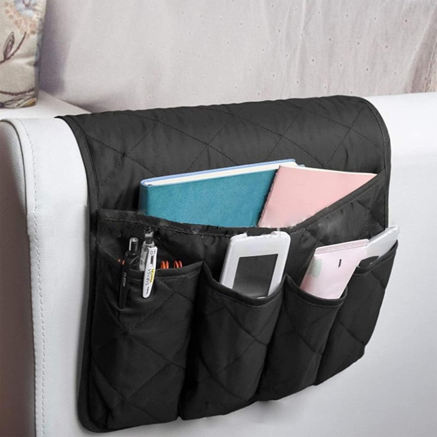 KJdxfhFH Sofa Armrest Organize Remote Control Holder Armchair Caddy(Black)