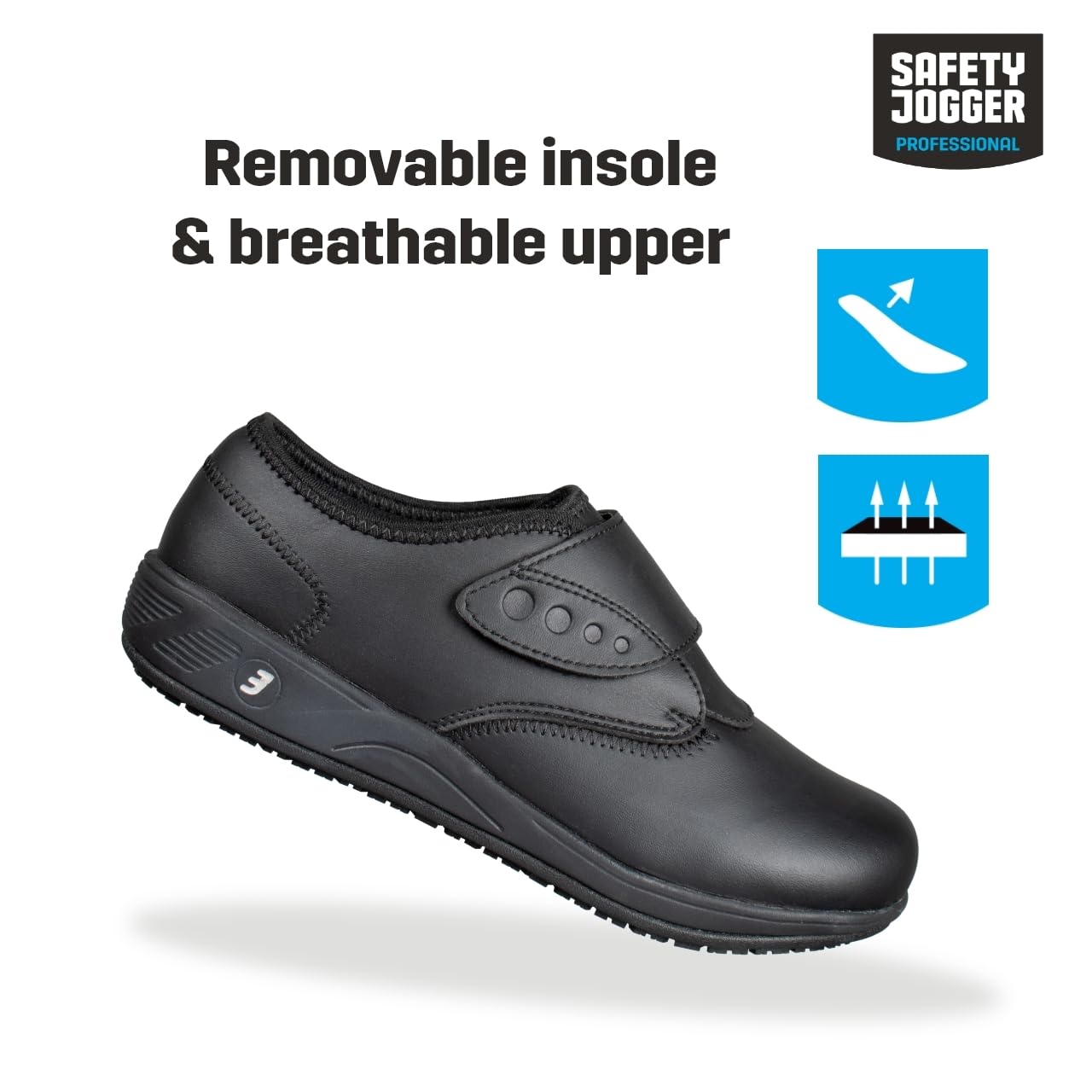 SAFETY JOGGER Chaussure de Sécurité pour Femme - Eliane - Chaussure de Travail Légère et Confortable avec Scratch - Idéales pour Infirmières et Cuisine - Antidérapantes - Oxypas