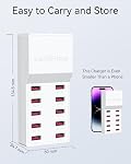 USB Charger Multiple 50W/10A Multiple USB Charger Block Cube 10 Power Port Fast Charging Power Stock Station Hub for iPhone 15/14/13, Galaxy,Smartphones,Tablets and Other USB Devices