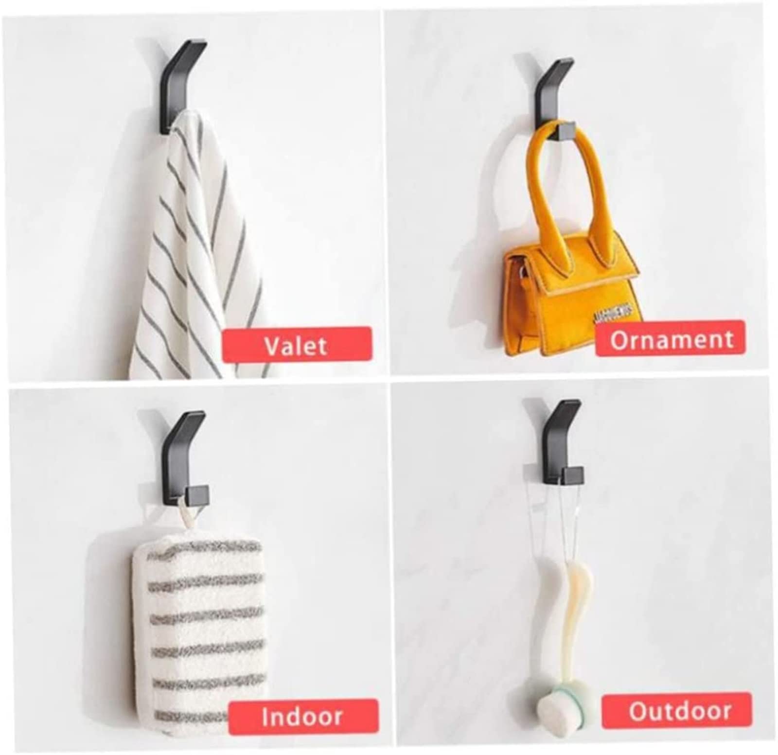 Bezśladowe lepkie haczyki, samoprzylepne haczyki ścienne, haczyki ssące, haczyki do przyklejania do ściany z wolnym przebijakiem przestrzeń aluminiowe wieszaki łazienkowe czarne 6 szt.