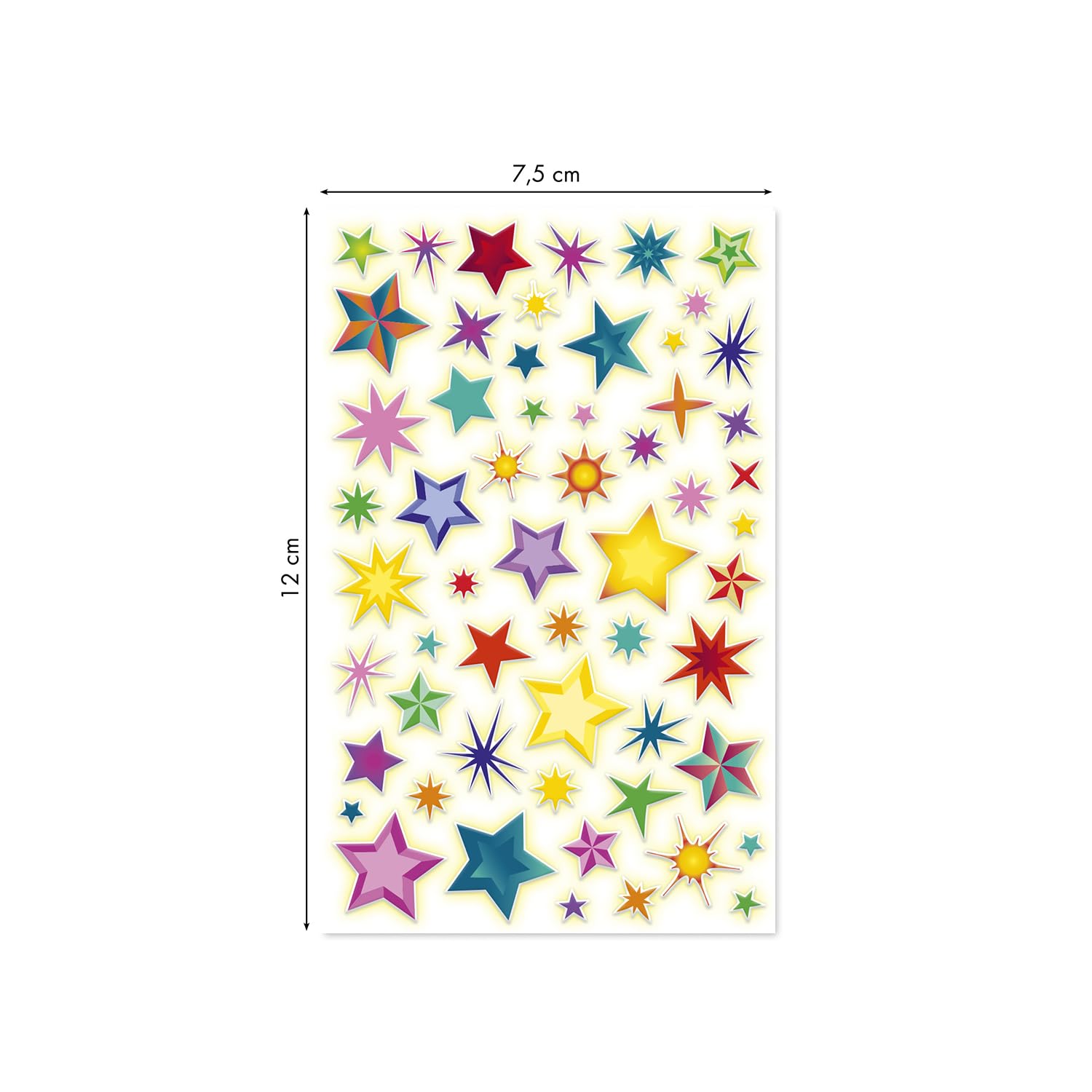 Maildor CY161Cpack, Cooky 3D Stickers, LOT of 10 Sheets 12x8 cm, PHOSPHORESCENTS, 570 Stickers, Stars - Image 2