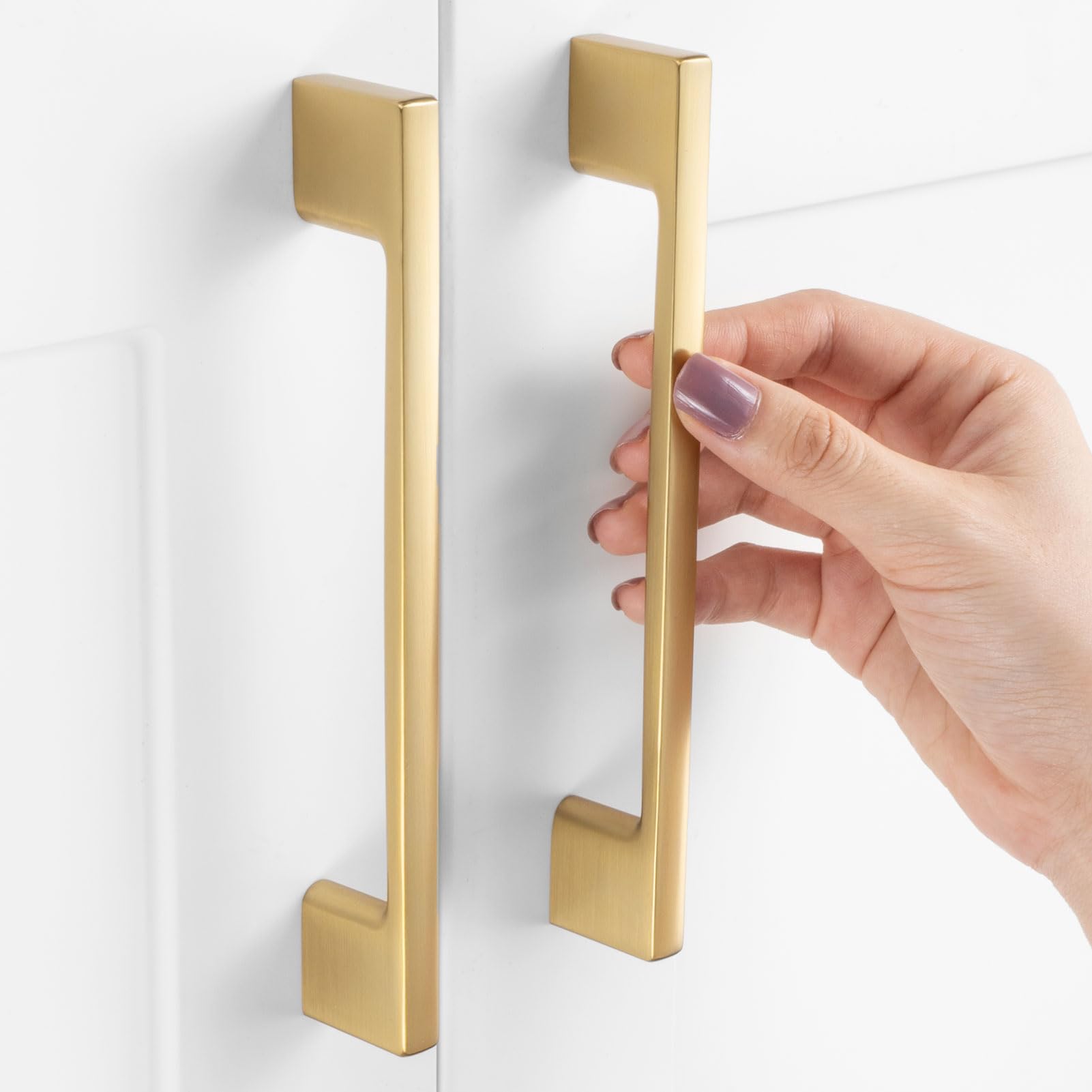 ASKANO 10 Pack 5 Inch Hole Centers, Brushed Gold Cabinet Pulls Gold Cabinet Handles Gold Kitchen Hardware for Cabinets ZP2205 Drawer Bedroom Dresser