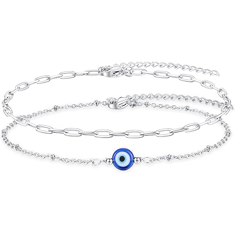 Tarsus Gold Plated Evil Eye Bracelet/Anklets Layered Amulet Nazar for Women