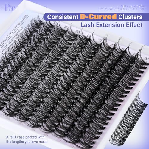 Image of Pawotence Lash Clusters 200pcs Individual Lashes 40D Cluster Eyelash Extensions 9-16mm Eyelash Clusters Lash Extensions for Self Application (40D, 0.07D, 9-16mm)