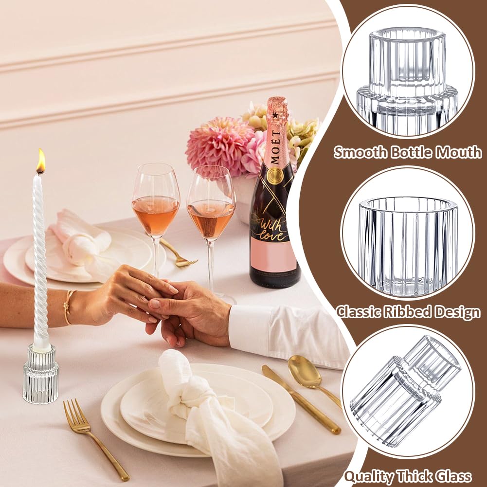 24 portacandele in vetro appuntito, piccolo candelabro, decorazione da tavolo, centrotavola in grandi quantità, per feste di Natale, soggiorno, cena, decorazioni per la casa, feste di addio