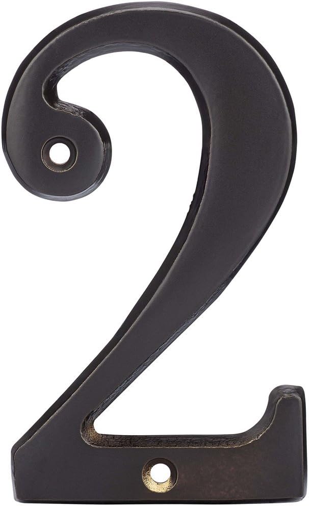 Harney Hardware Inc 4 in. House Number 2, Solid Brass