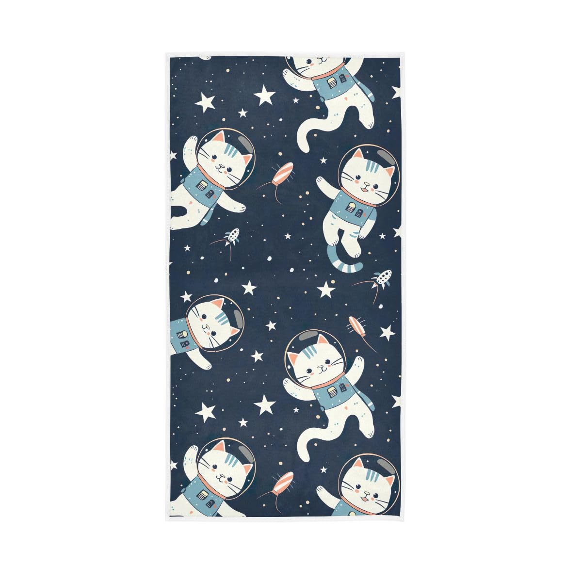 LSRCPD Cats in Space Stars Hand Towel, Face Towels for Bathroom 15 x 30 Inches, Hand Towels Cotton