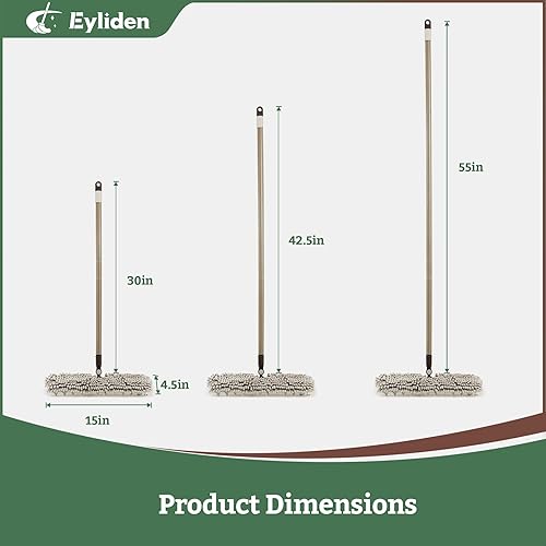 Miniatura 2 de Eyliden Trapeador abatible de doble cara, un lado para fregar, un lado para quitar el polvo, mopa plana de microfibra con 2 almohadillas lavables