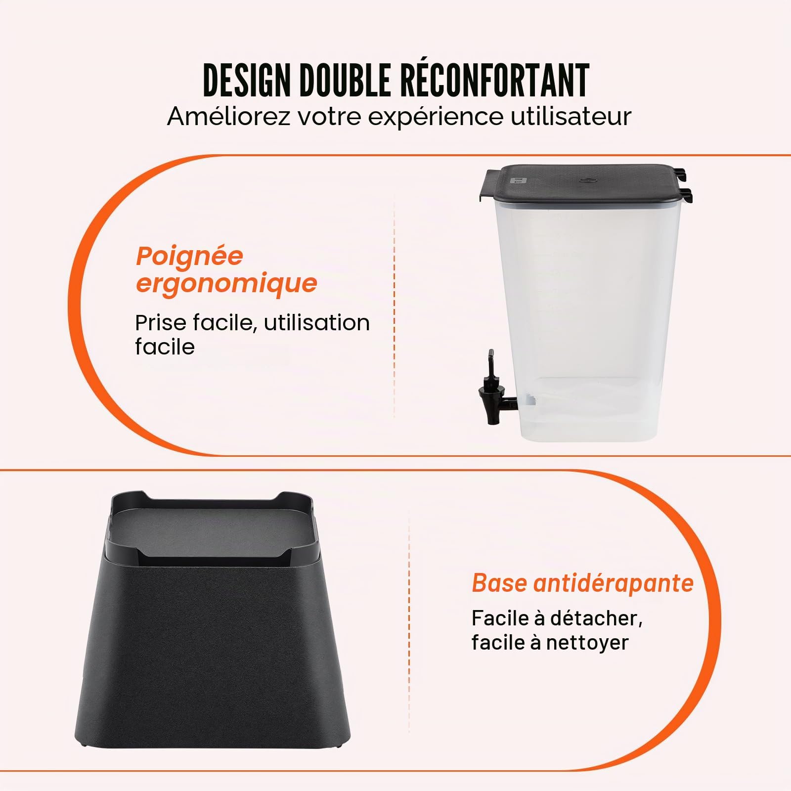 VEVOR Distributeur de Boissons avec Grande Capacité 19 L, Fontaine à Eau en Plastique, Distribution d’Eau Jus Limonade Thé Glacé, avec Robinet Anti-goutte, pour Restaurants Cafés Hôtels Fêtes