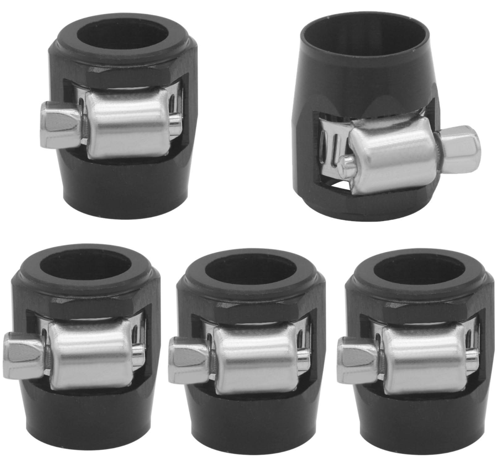 YSIL 8AN Hose Finisher Clamp with Screw Band Flexible Hose Pipe Hex Clamps for 1/2 Fuel Line Hose Aluminum Black 5PCS-image-10