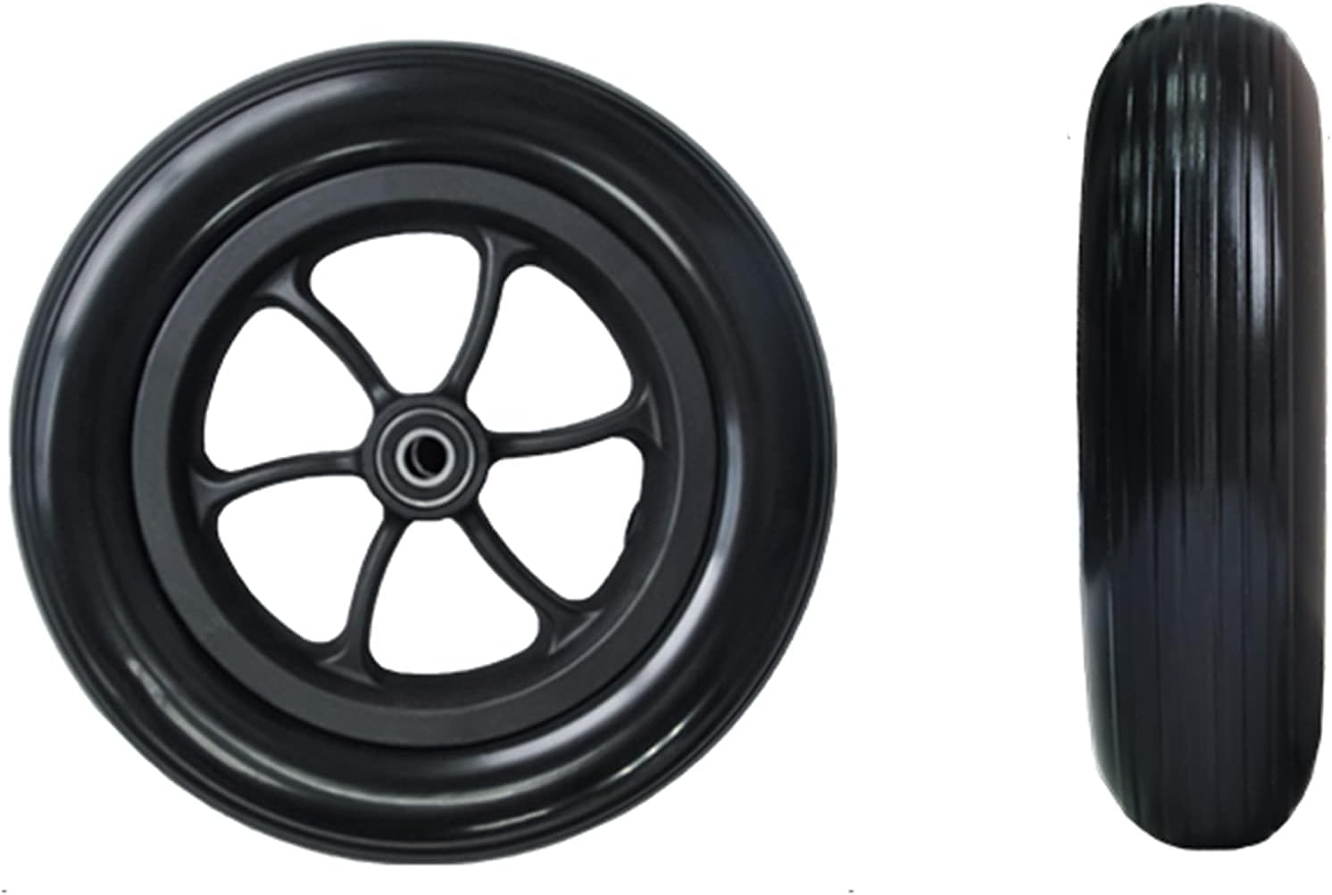 2 Pcs Wheelchair Caster Assembly,Solid Rubber Tire