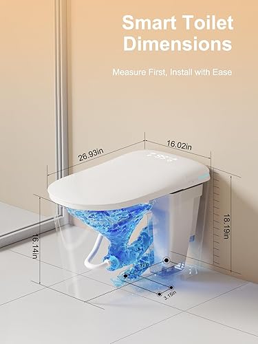 Miniatura 7 de Inodoro inteligente con bidé, tapa de apertura y cierre automático, asiento con calefacción, secadora, luz nocturna, pantalla LED, doble descarga