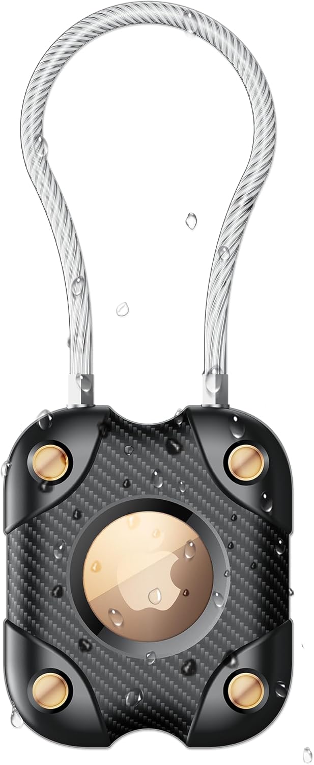 Airtag Holder with Wire Cable, Safe Lock Airtag Keychain,IPX7 Waterproof,360°Exhausting Protecting Air Tag Case Holder for Apple Air tag for Key Chain,Key Ring,Automotive,Baggage