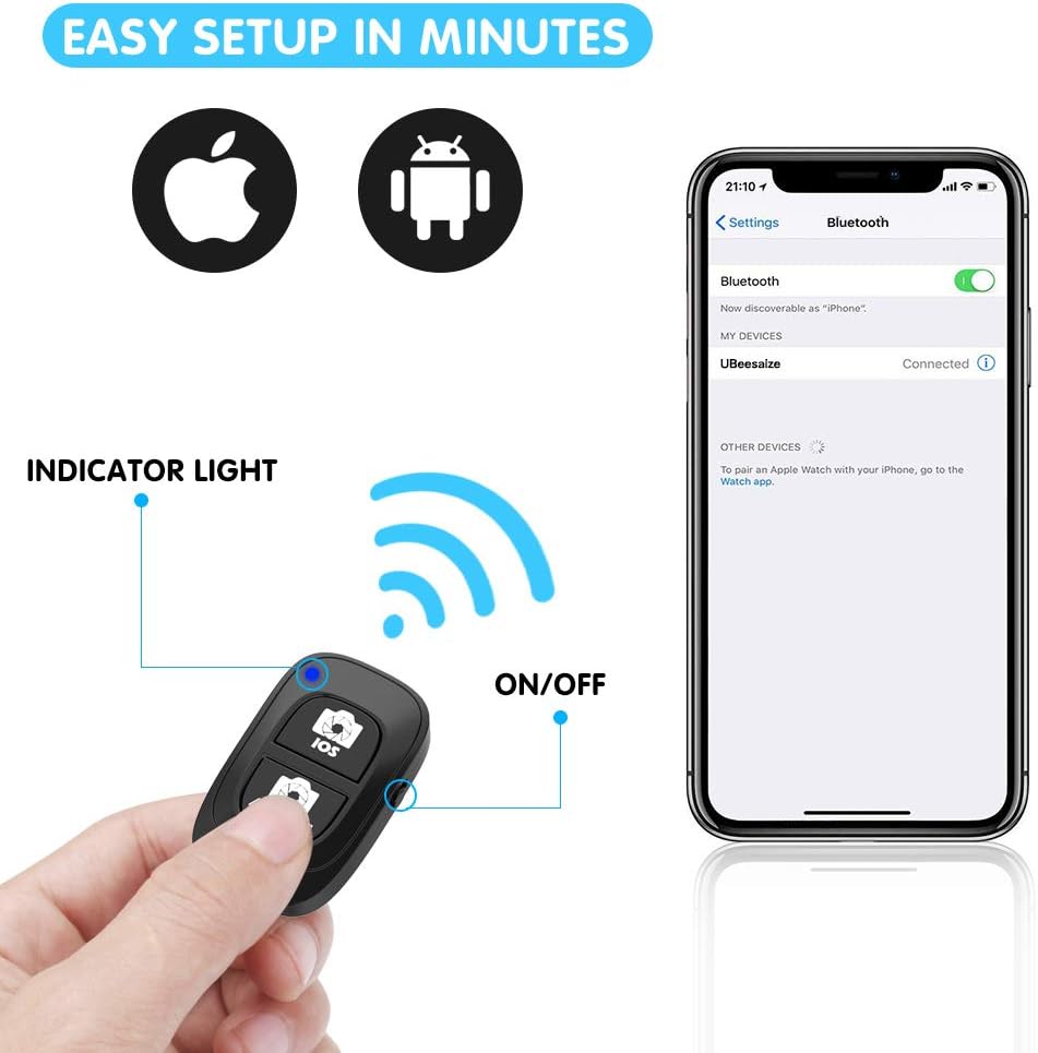 UBeesize Cell Phone Tripod Mount with Wireless Remote, Selfie Stick Monopod Head and Tripod Adapter Stand Holder Compatible with Phone Android and All Phones