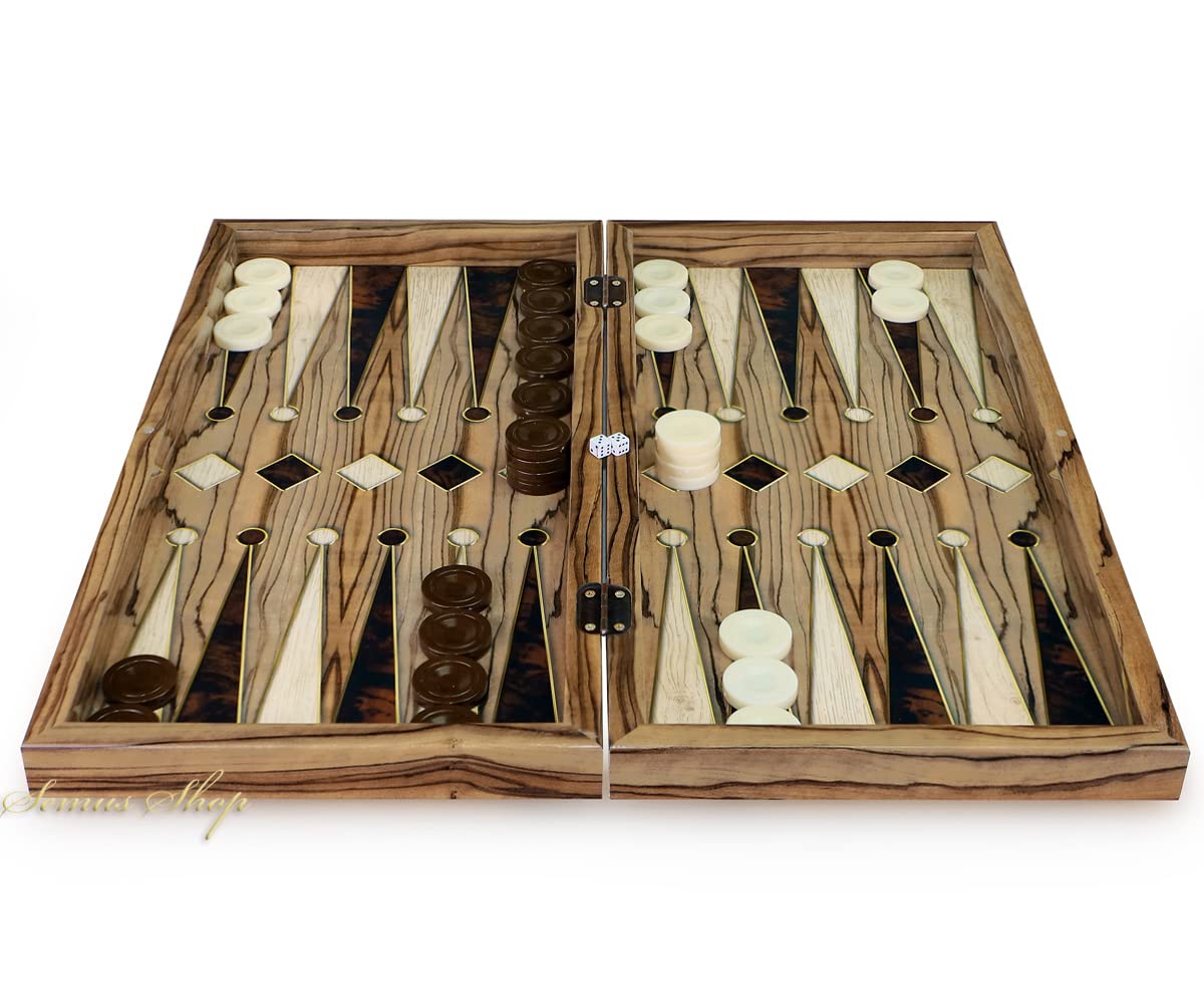 Magnifique backgammon en bois TAVLA XL incrusté