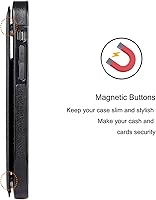 Vista 5 de Funda tipo cartera compatible con iPhone 13, funda protectora delgada con tarjetero, cuero PU con soporte y ranuras para tarjetas con un cristal