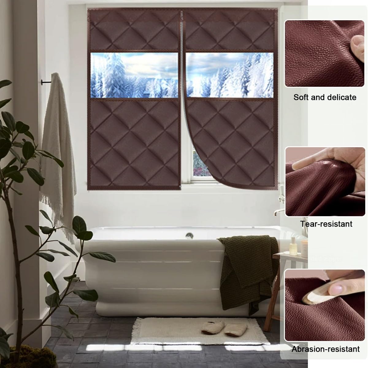 Isolierfolie Fenster Thermofolie Fenster Oxford Stoff 3-Lagig Fensterdämmung Kälteschutz Wärmedämmung Vorhang Verdunkelnd Winter Isolierung Für Fenster Innen(Silber,130x200cm)
